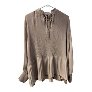 H&M Tan Blouse with Pleated Design